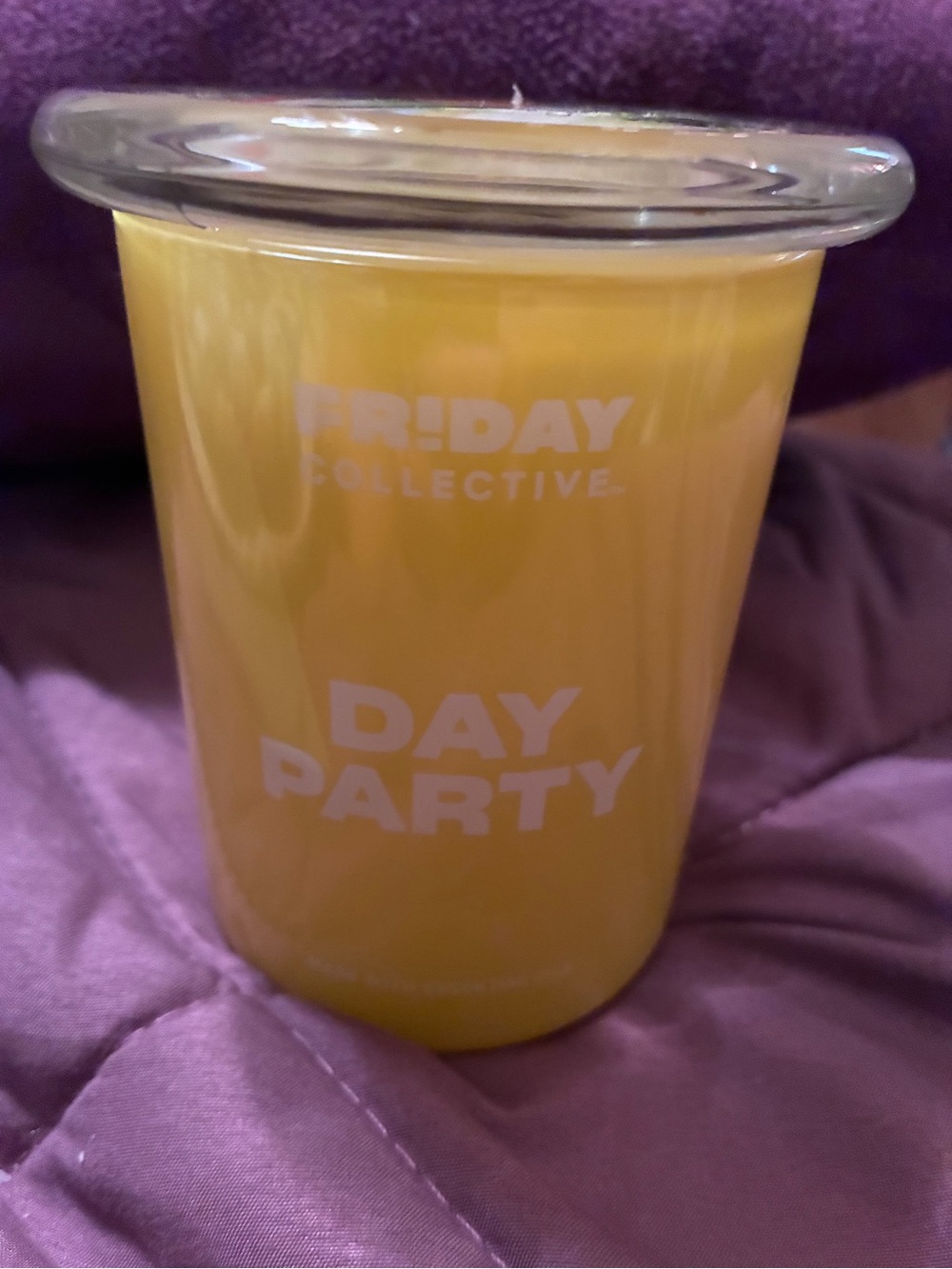 Summer Fridays Day Party Yellow Glass Candle Holder